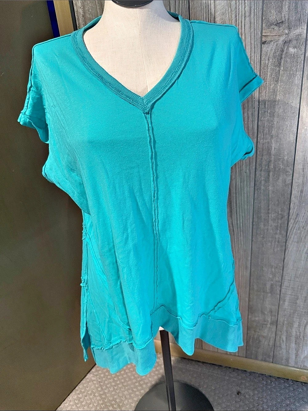 Easel Turquoise V-Neck Tunic